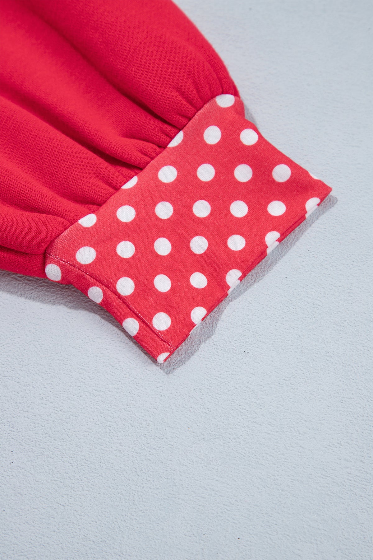 Dirty blue Colorblock Polka Dot Contrast Trim Oversized Sweatshirt