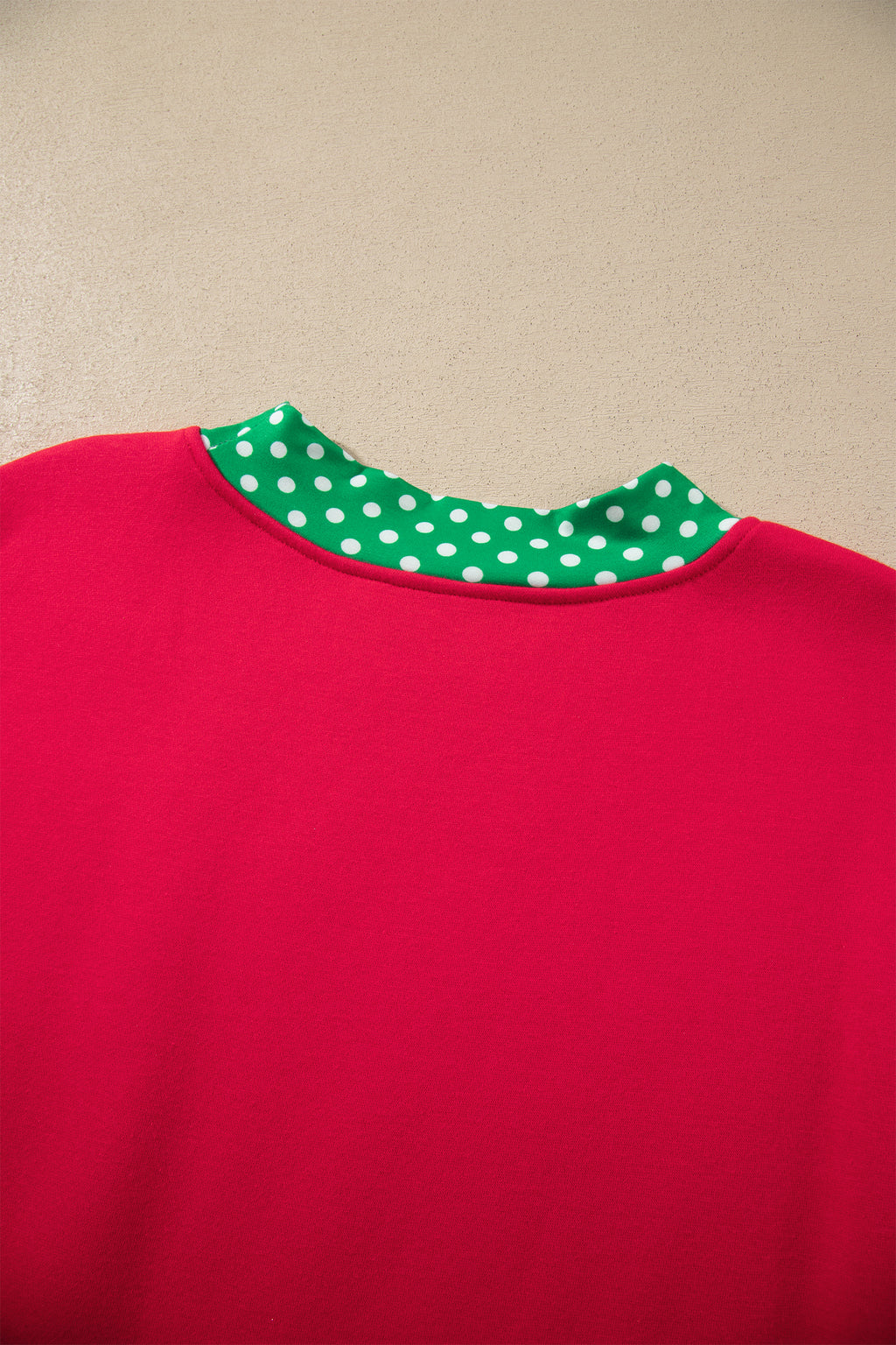 Dirty blue Colorblock Polka Dot Contrast Trim Oversized Sweatshirt