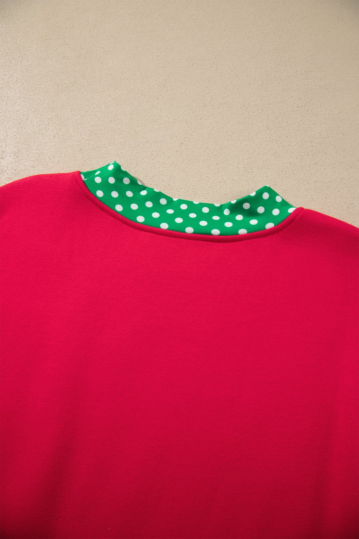 Dirty blue Colorblock Polka Dot Contrast Trim Oversized Sweatshirt