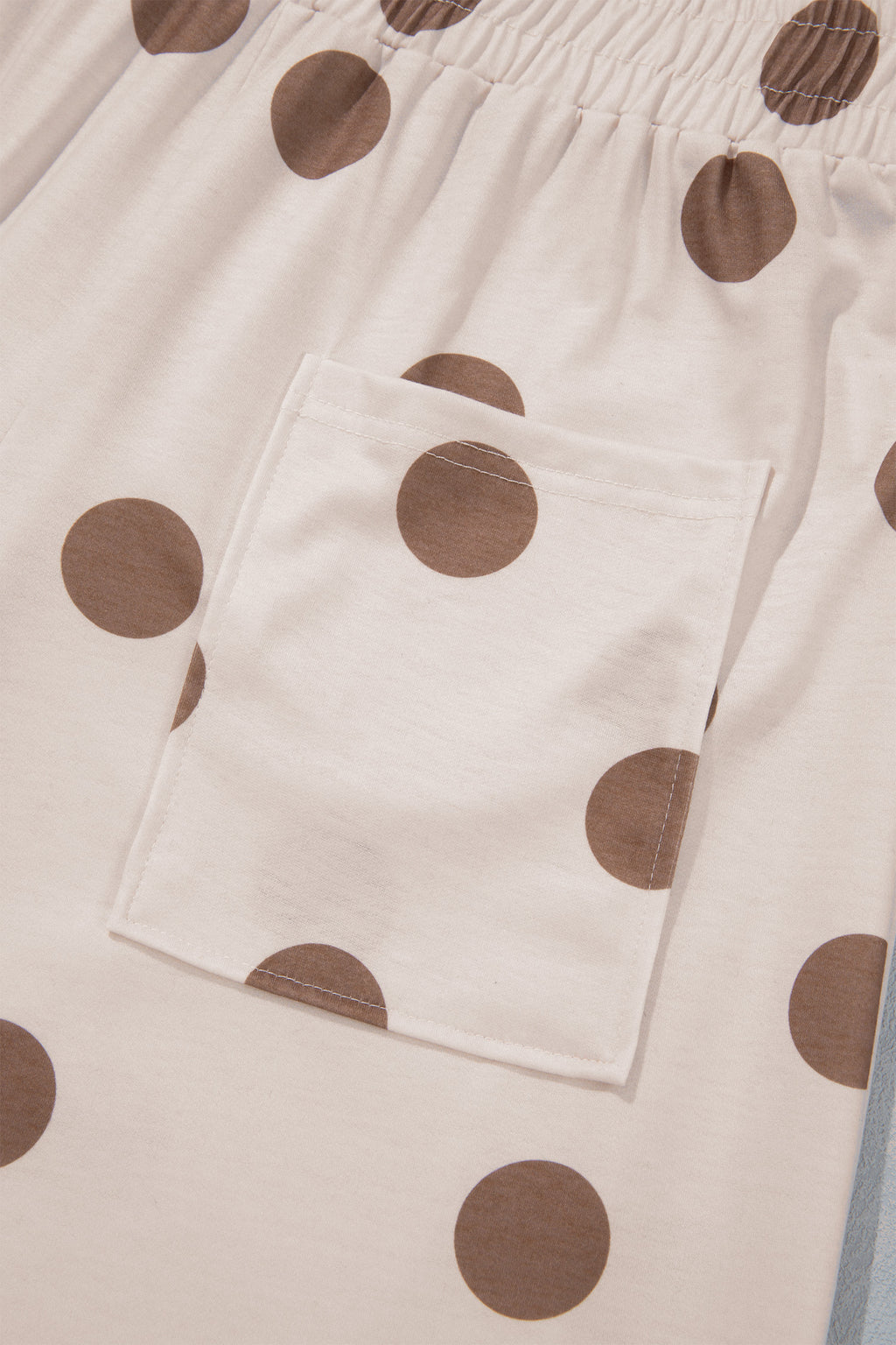 Sky Blue Polka Dot Wide Leg Elastic Waist Casual Pants