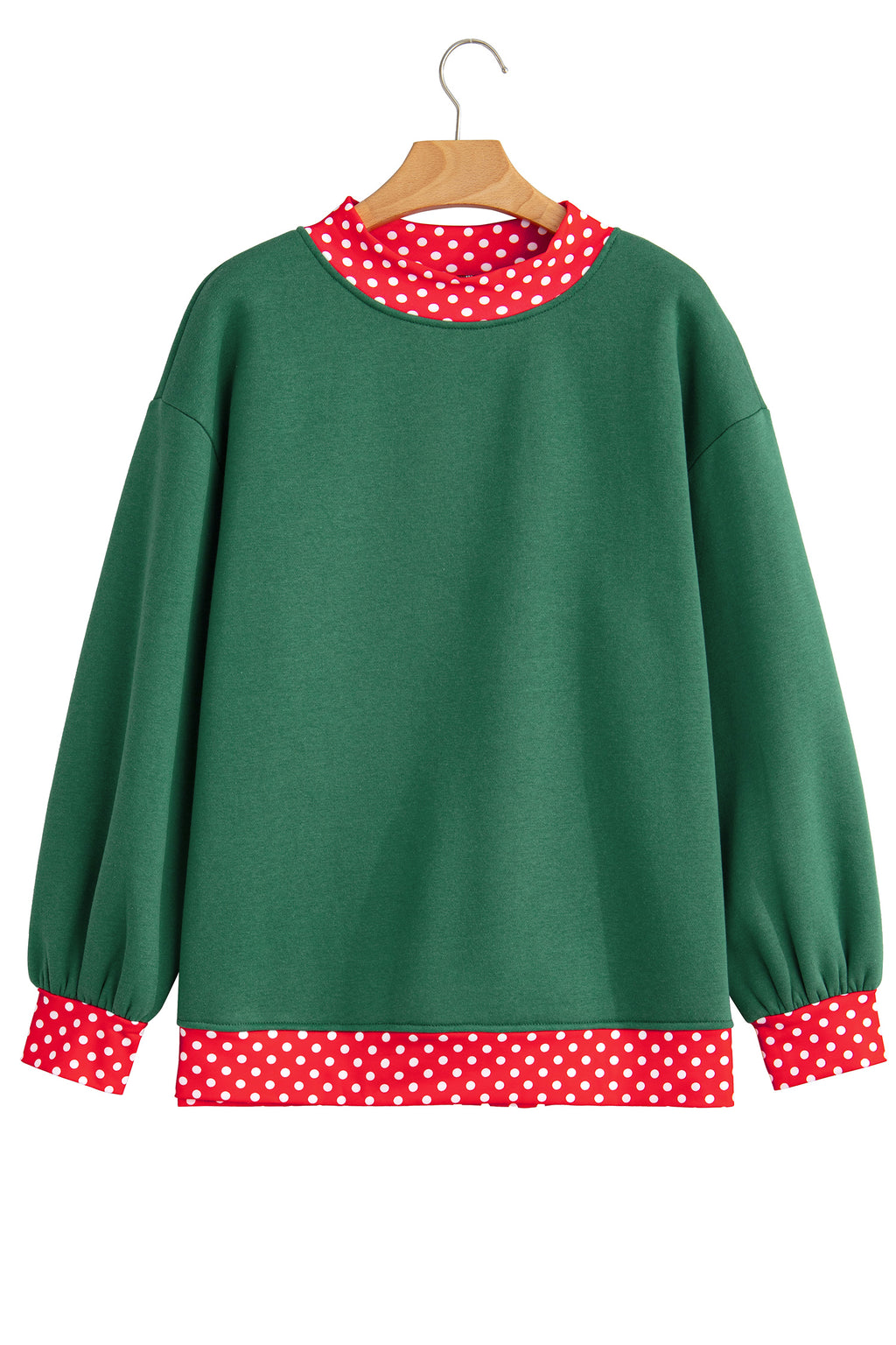 Dirty blue Colorblock Polka Dot Contrast Trim Oversized Sweatshirt