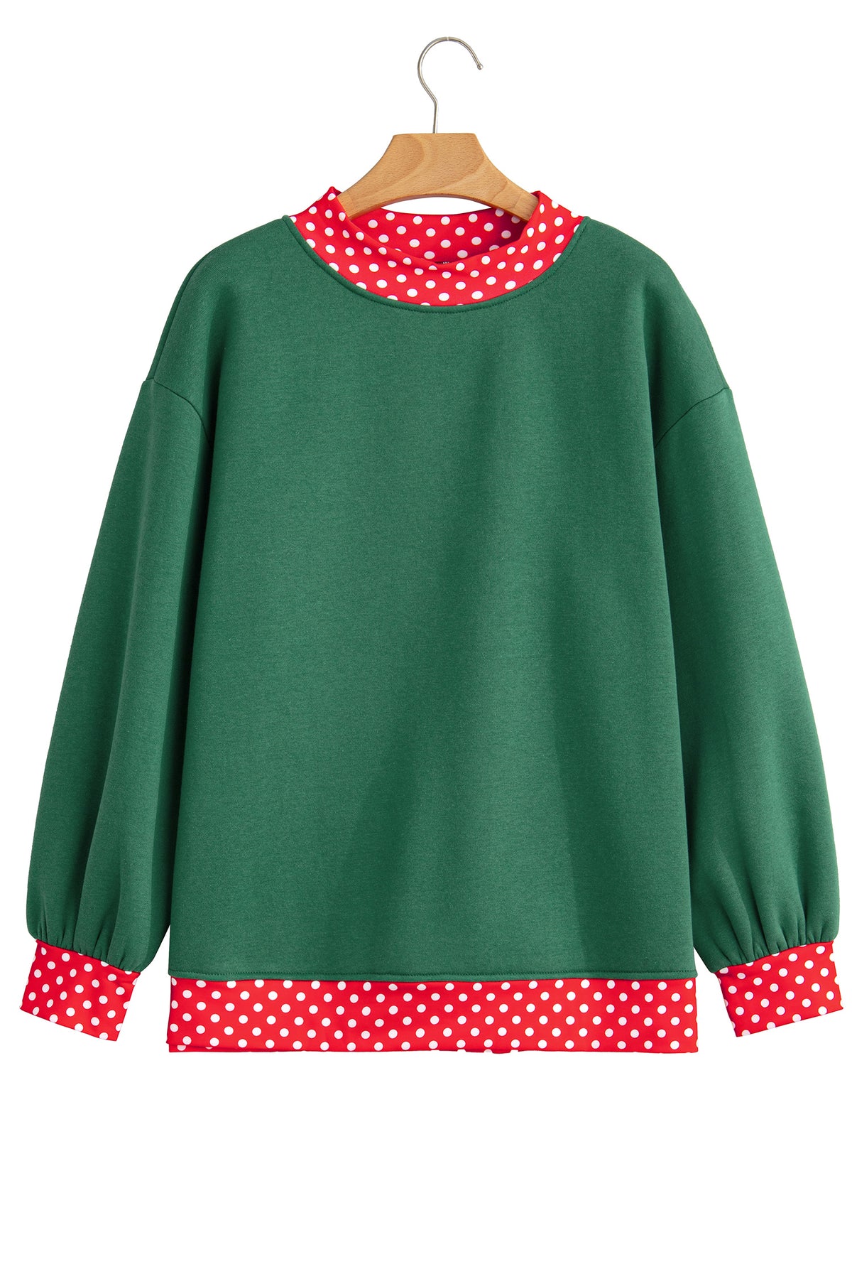 Dirty blue Colorblock Polka Dot Contrast Trim Oversized Sweatshirt