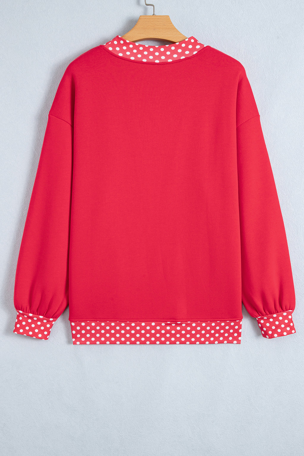 Dirty blue Colorblock Polka Dot Contrast Trim Oversized Sweatshirt