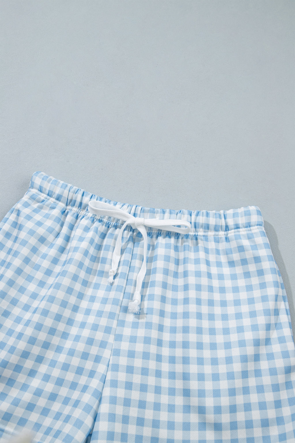 Yellow Plaid Baggy Pullover Drawstring Casual Shorts 2pcs Outfit