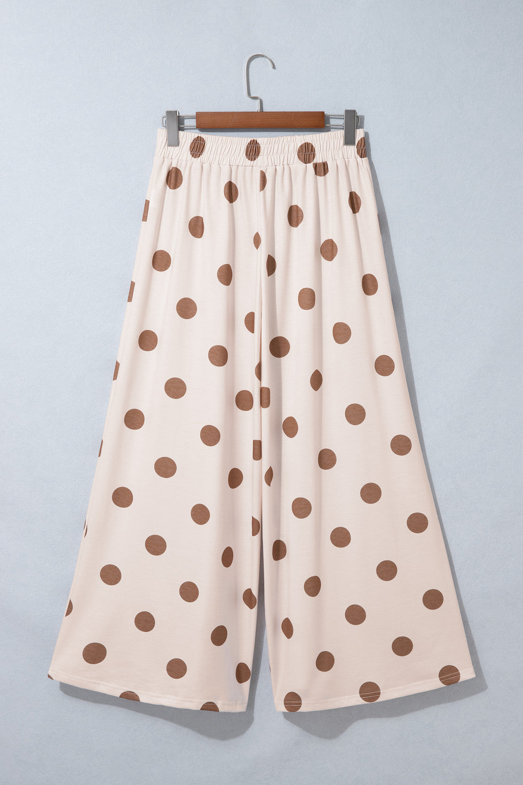 Sky Blue Polka Dot Wide Leg Elastic Waist Casual Pants