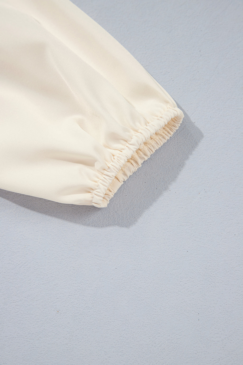 Coffee Solid Color Smocked Ruffle Hem Long Sleeve Blouse