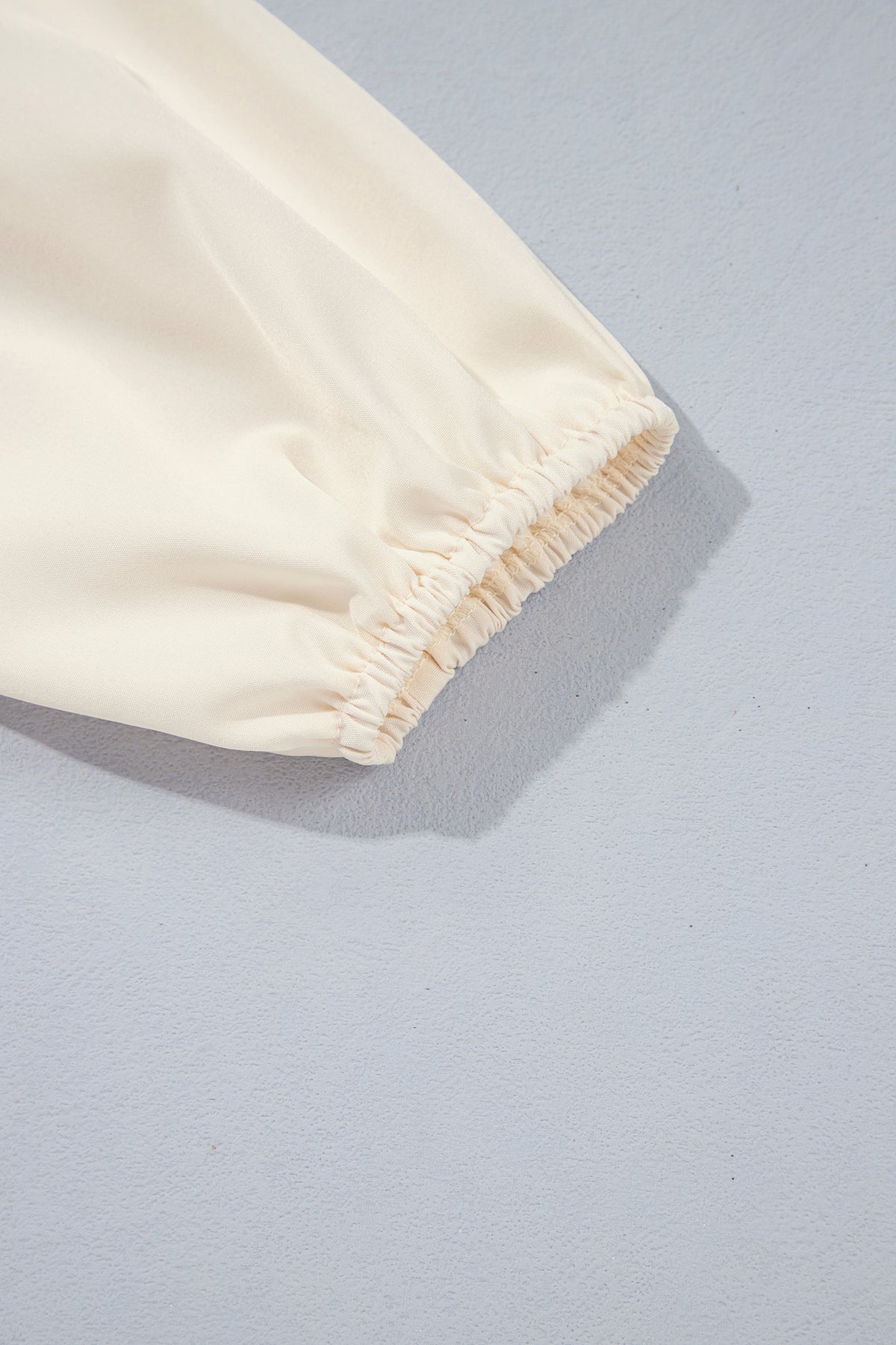Coffee Solid Color Smocked Ruffle Hem Long Sleeve Blouse