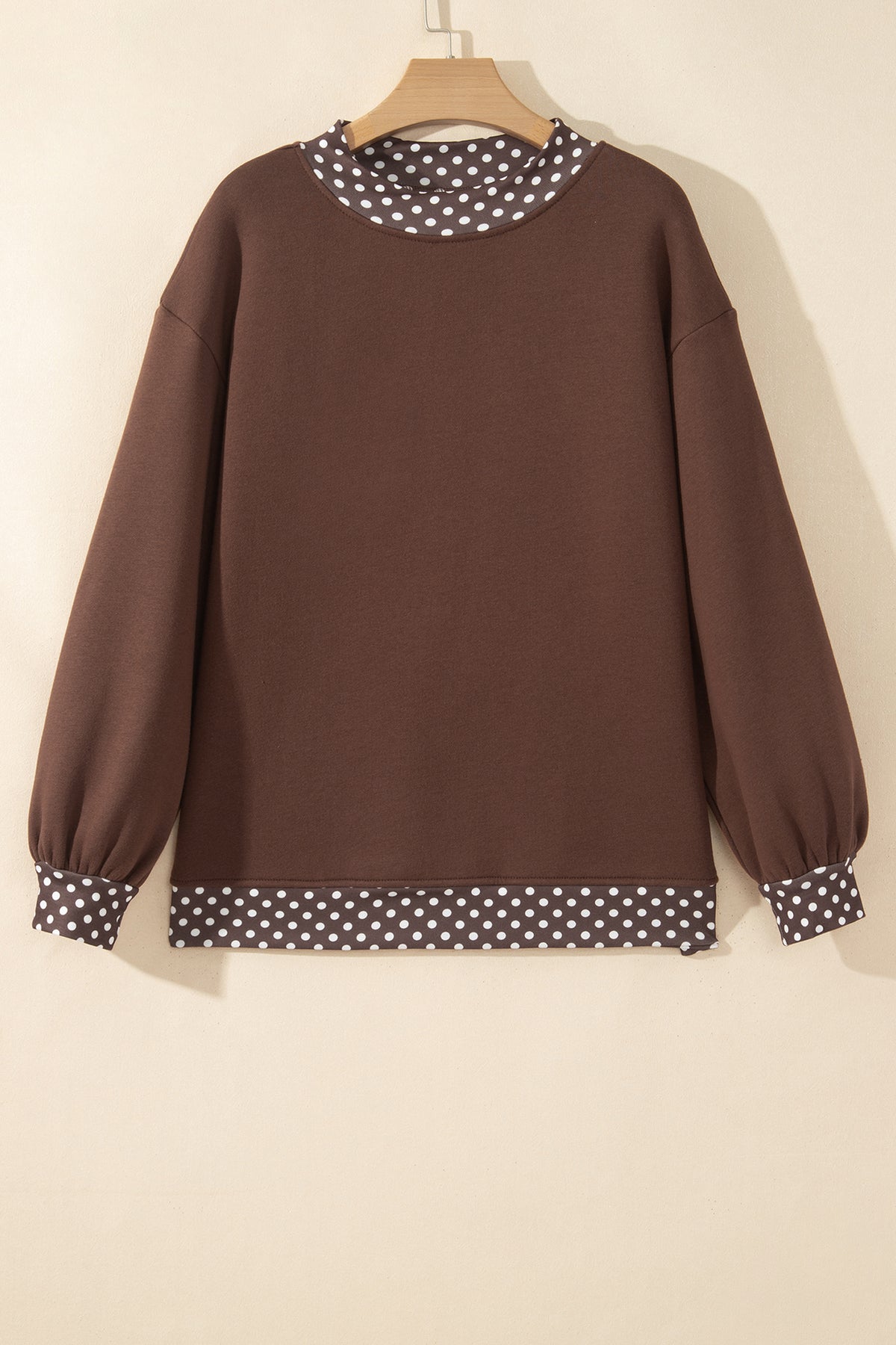 Dirty blue Colorblock Polka Dot Contrast Trim Oversized Sweatshirt