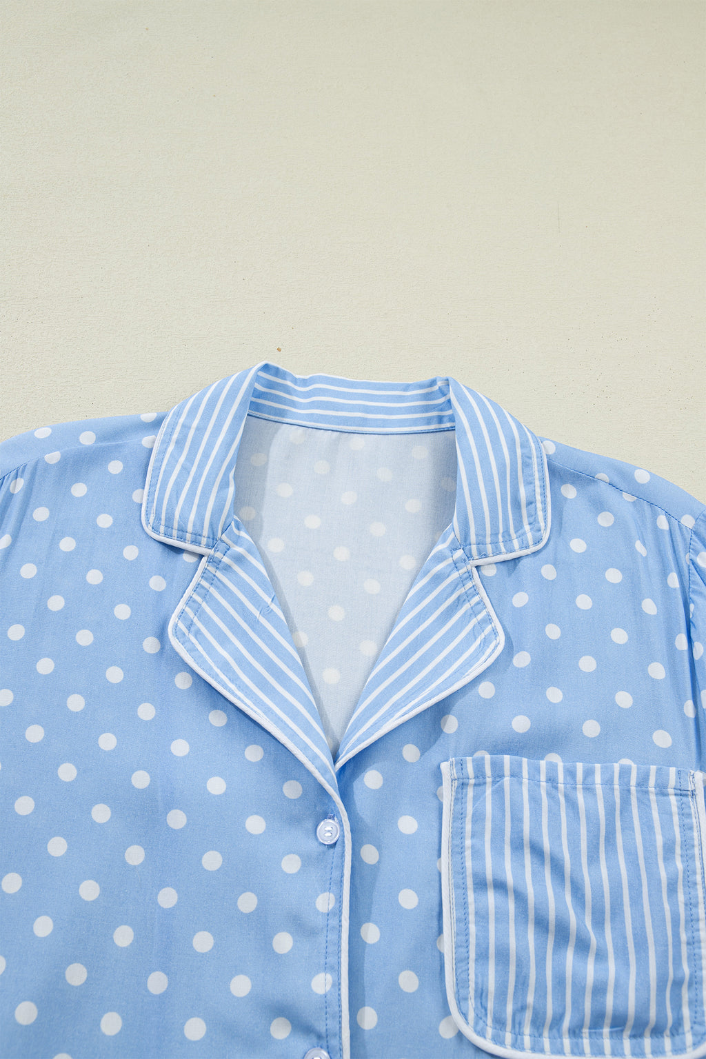 Sky Blue Dotted Print Soft Short Pajama Set