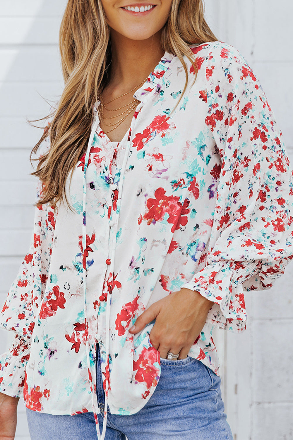 Casual Cakewalk Floral Smocked Blouse