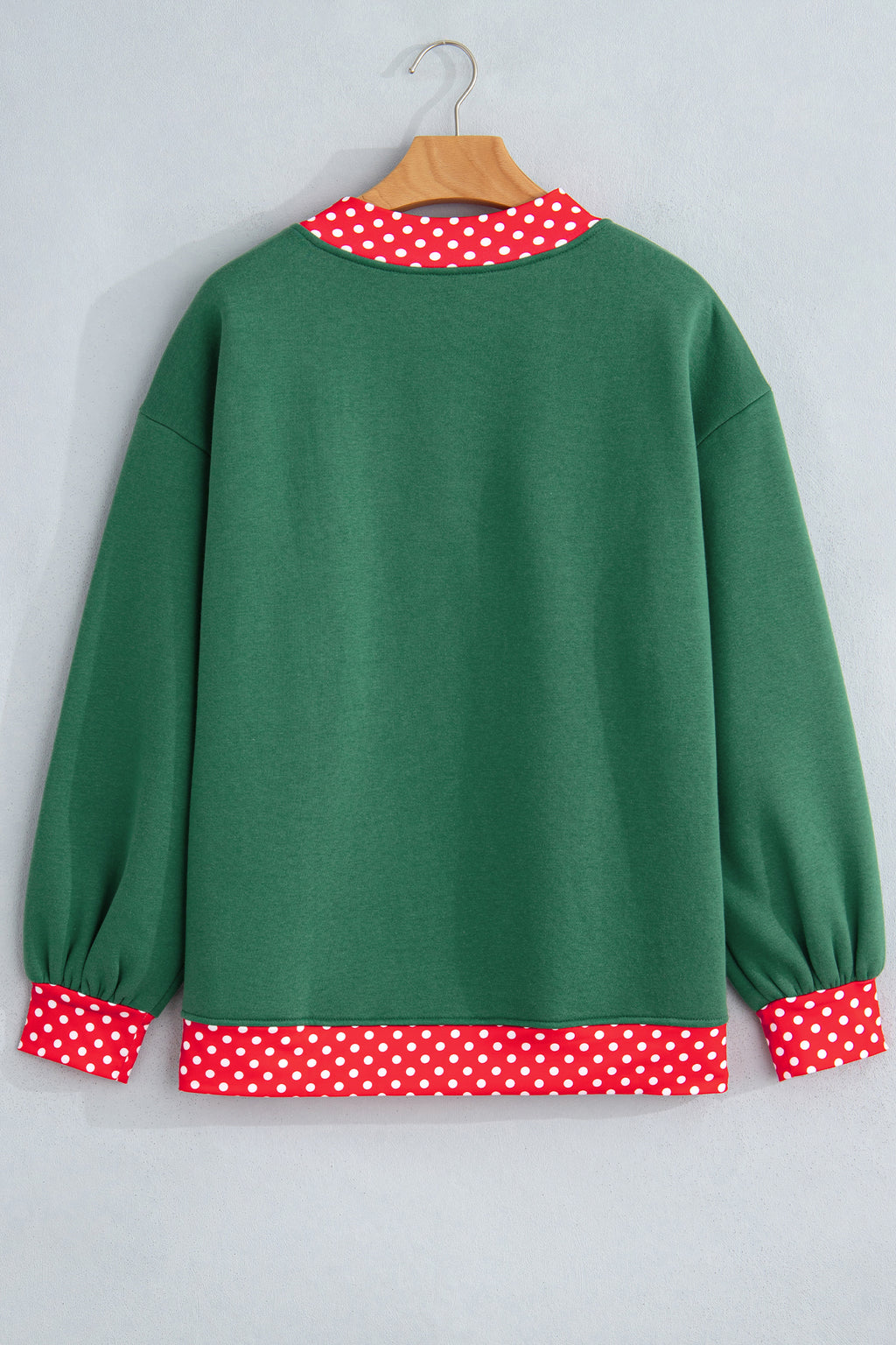Dirty blue Colorblock Polka Dot Contrast Trim Oversized Sweatshirt