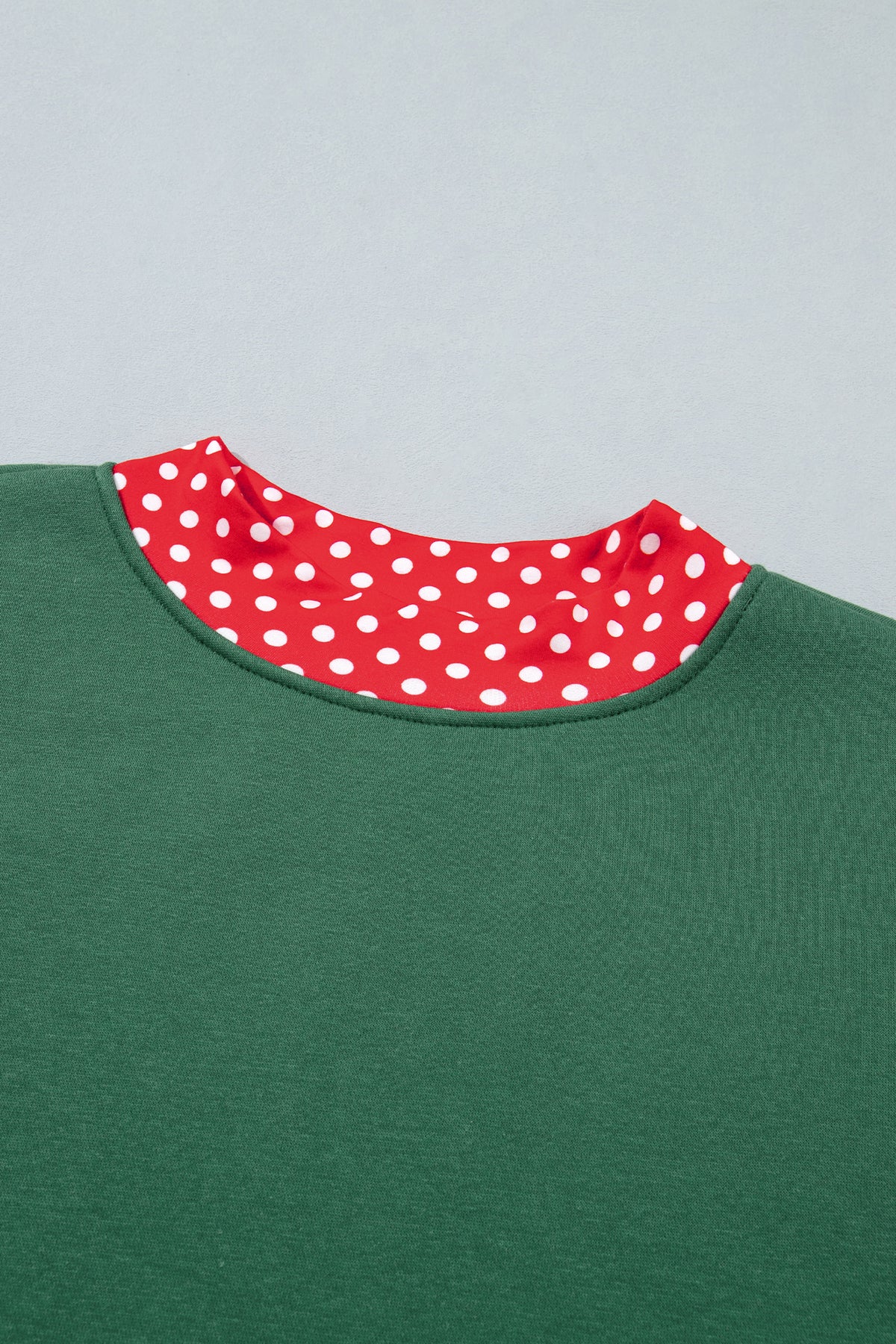 Dirty blue Colorblock Polka Dot Contrast Trim Oversized Sweatshirt