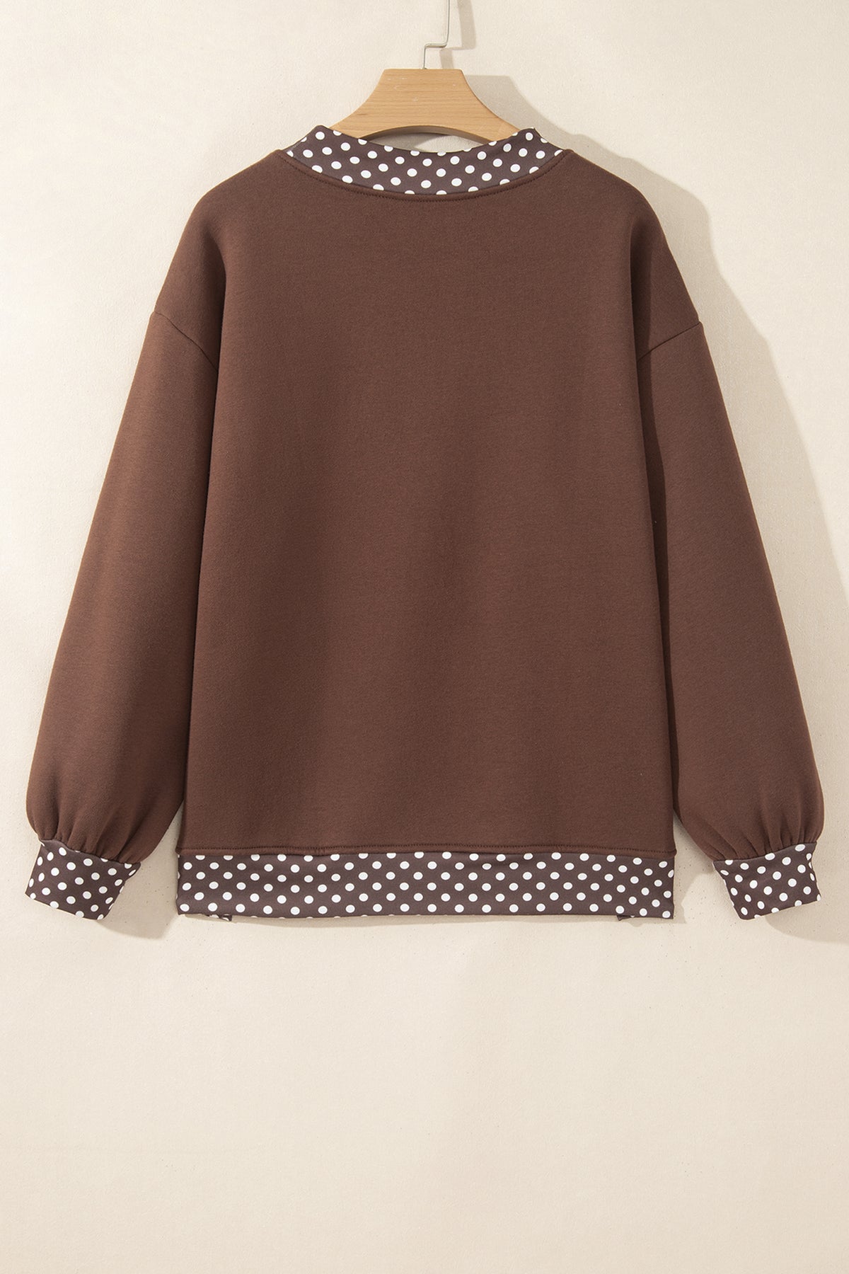 Dirty blue Colorblock Polka Dot Contrast Trim Oversized Sweatshirt