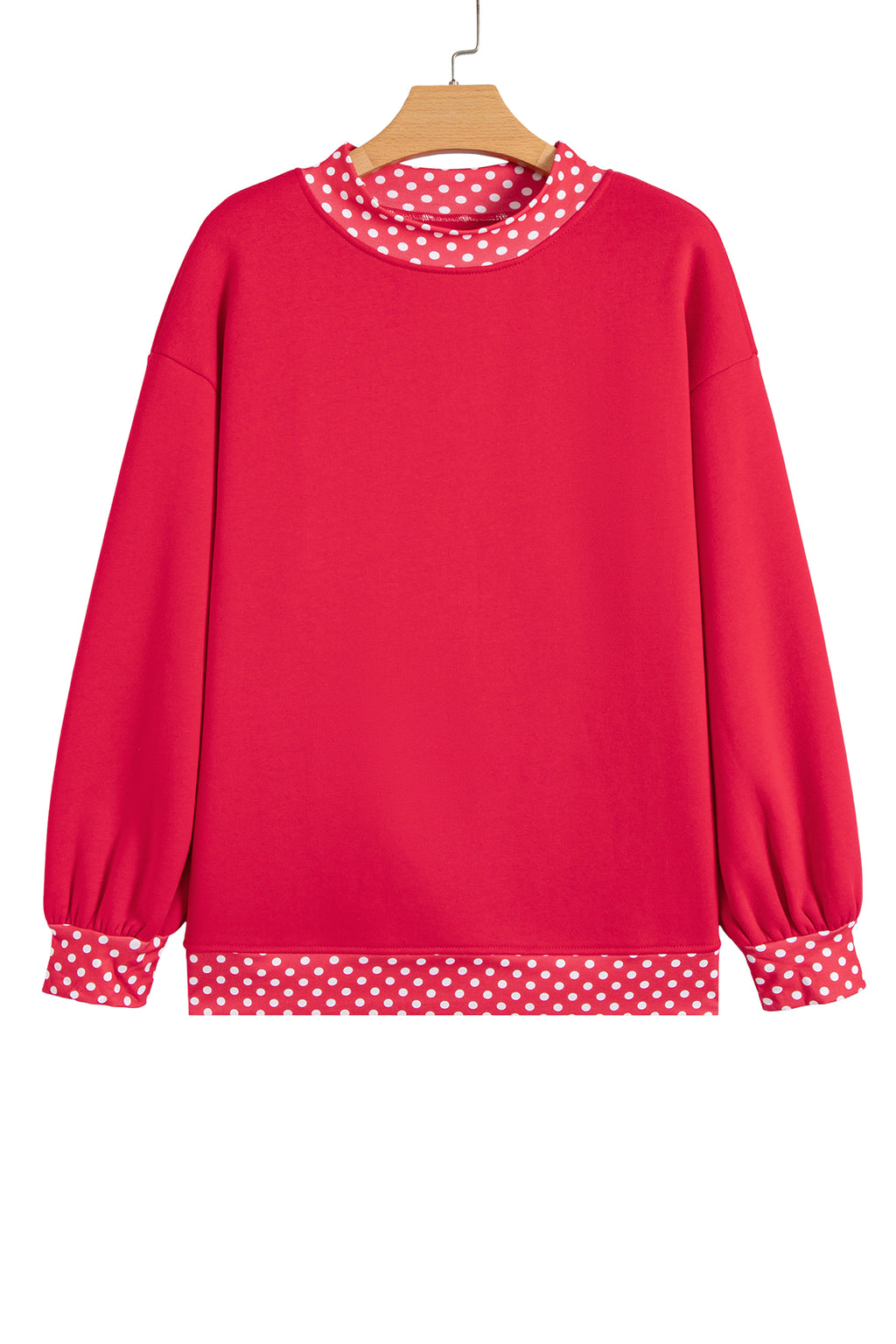 Dirty blue Colorblock Polka Dot Contrast Trim Oversized Sweatshirt
