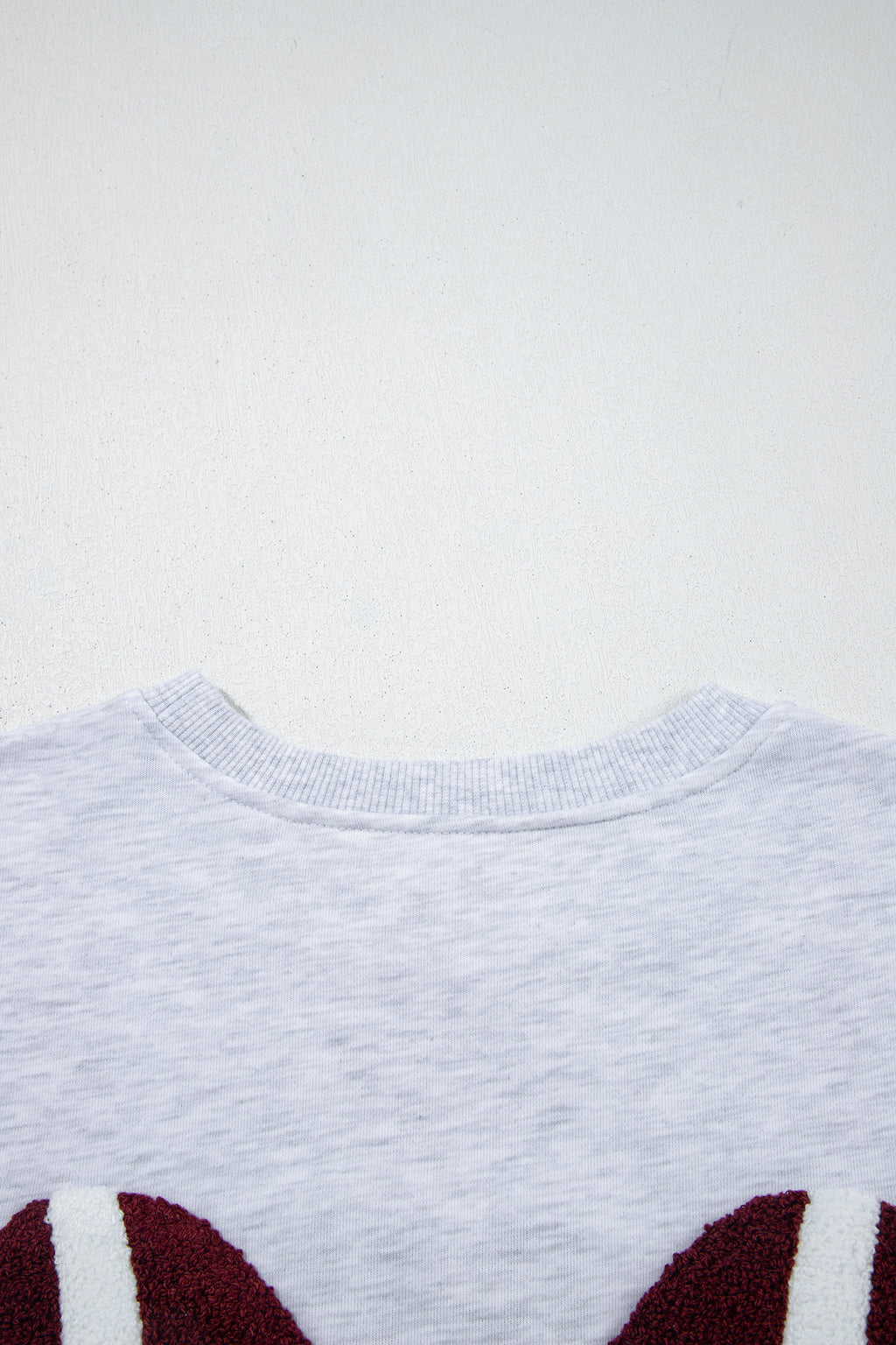 Gray Chenille Embroidered Rugby Bow Game Day Oversized Sweatshirt