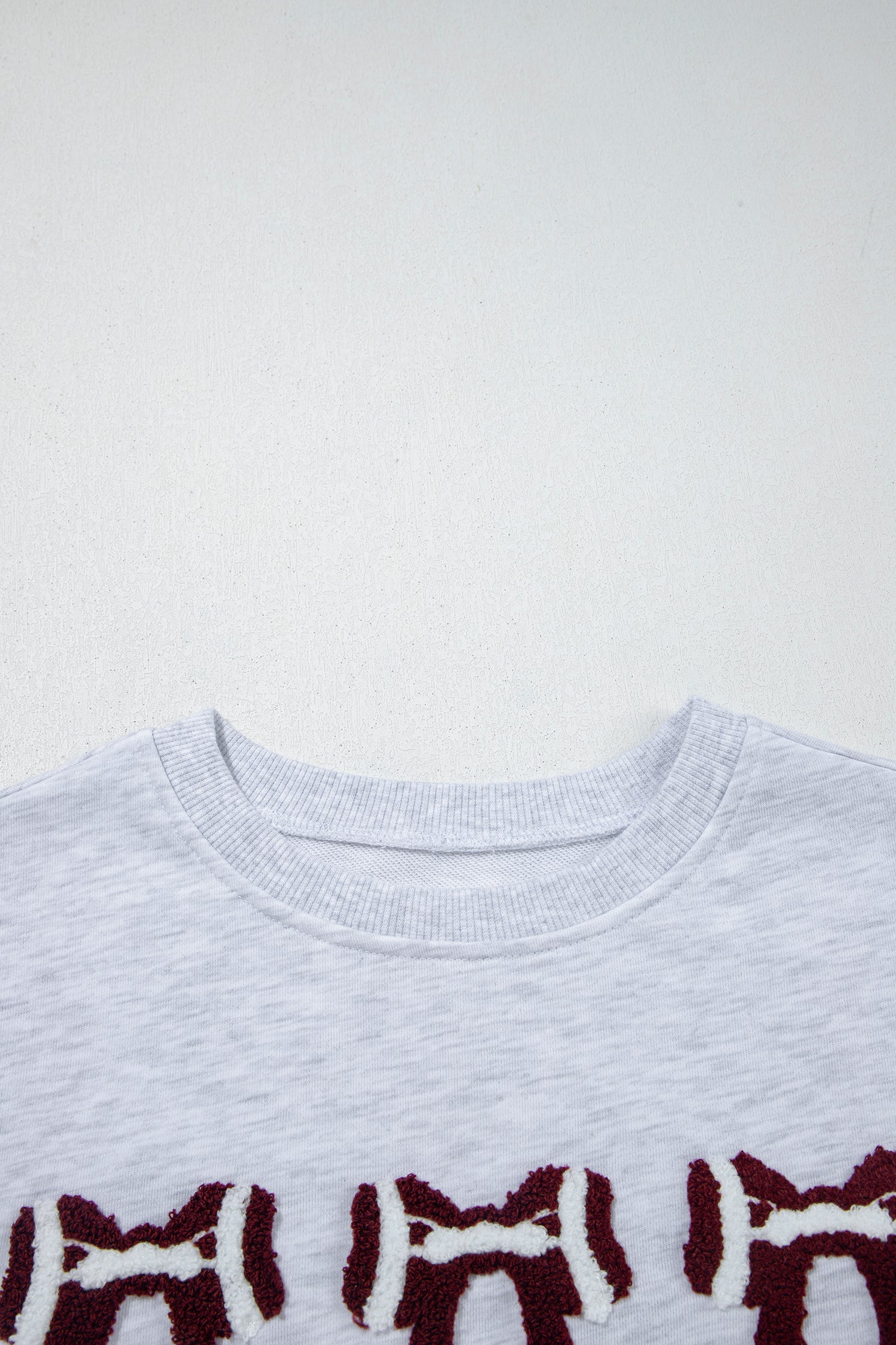 Gray Chenille Embroidered Rugby Bow Game Day Oversized Sweatshirt