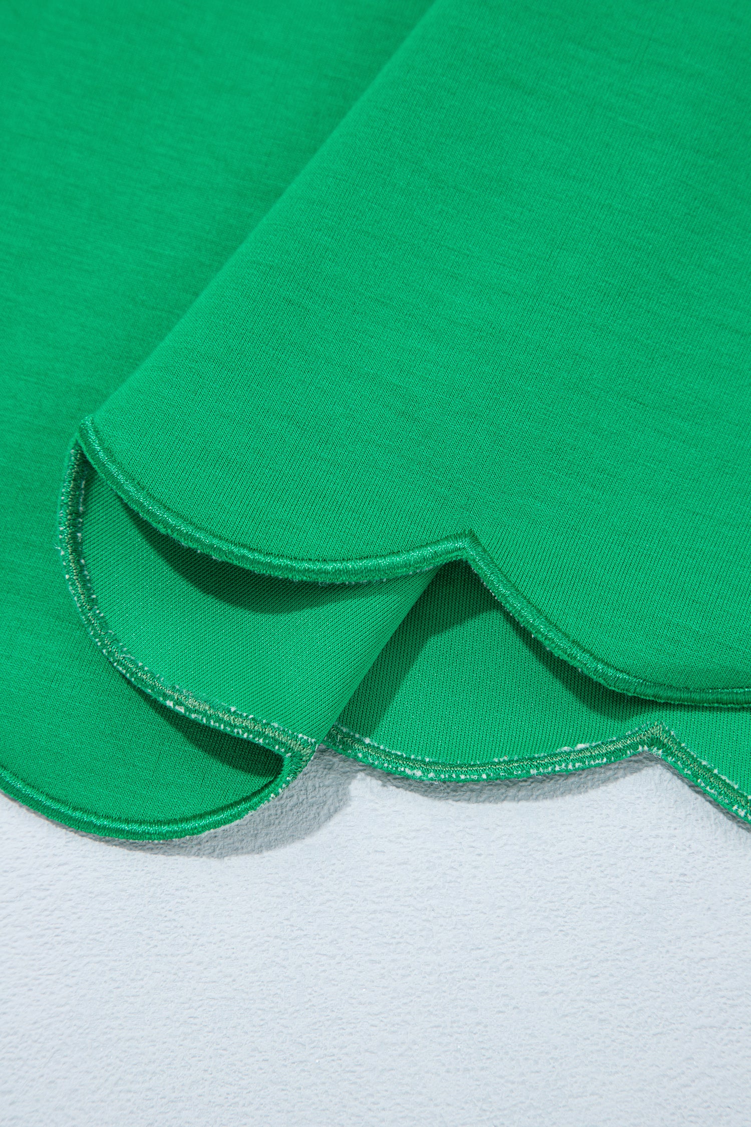 Bright Green Sleeveless Zip Front Scallop Hem Mini Dress