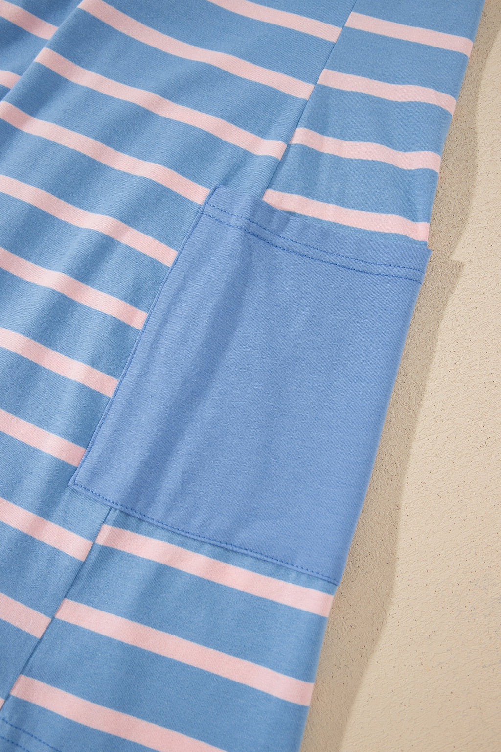 Sky Blue Stripe V Neck Short Sleeve Double Wear Loose Romper