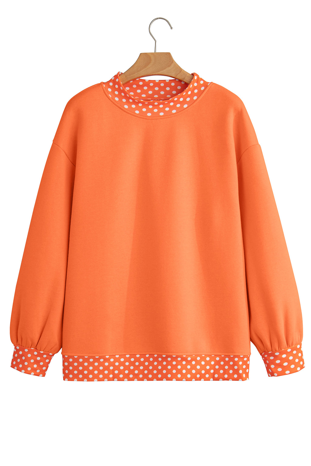 Dirty blue Colorblock Polka Dot Contrast Trim Oversized Sweatshirt