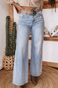 Beau Blue Rhinestone Embellished Western Ripped Shift Jeans