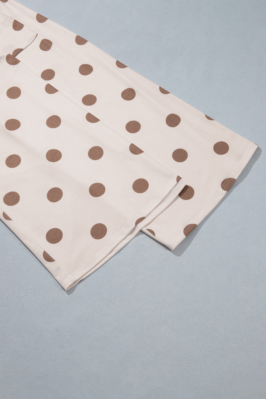 Sky Blue Polka Dot Wide Leg Elastic Waist Casual Pants