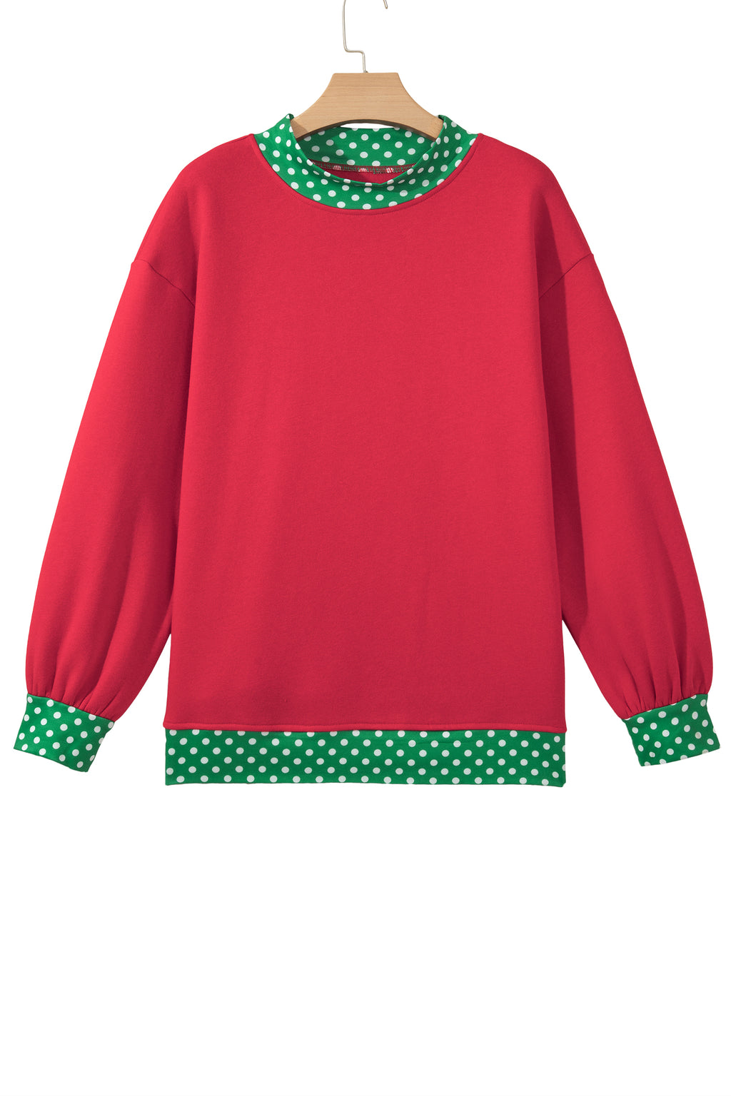 Dirty blue Colorblock Polka Dot Contrast Trim Oversized Sweatshirt