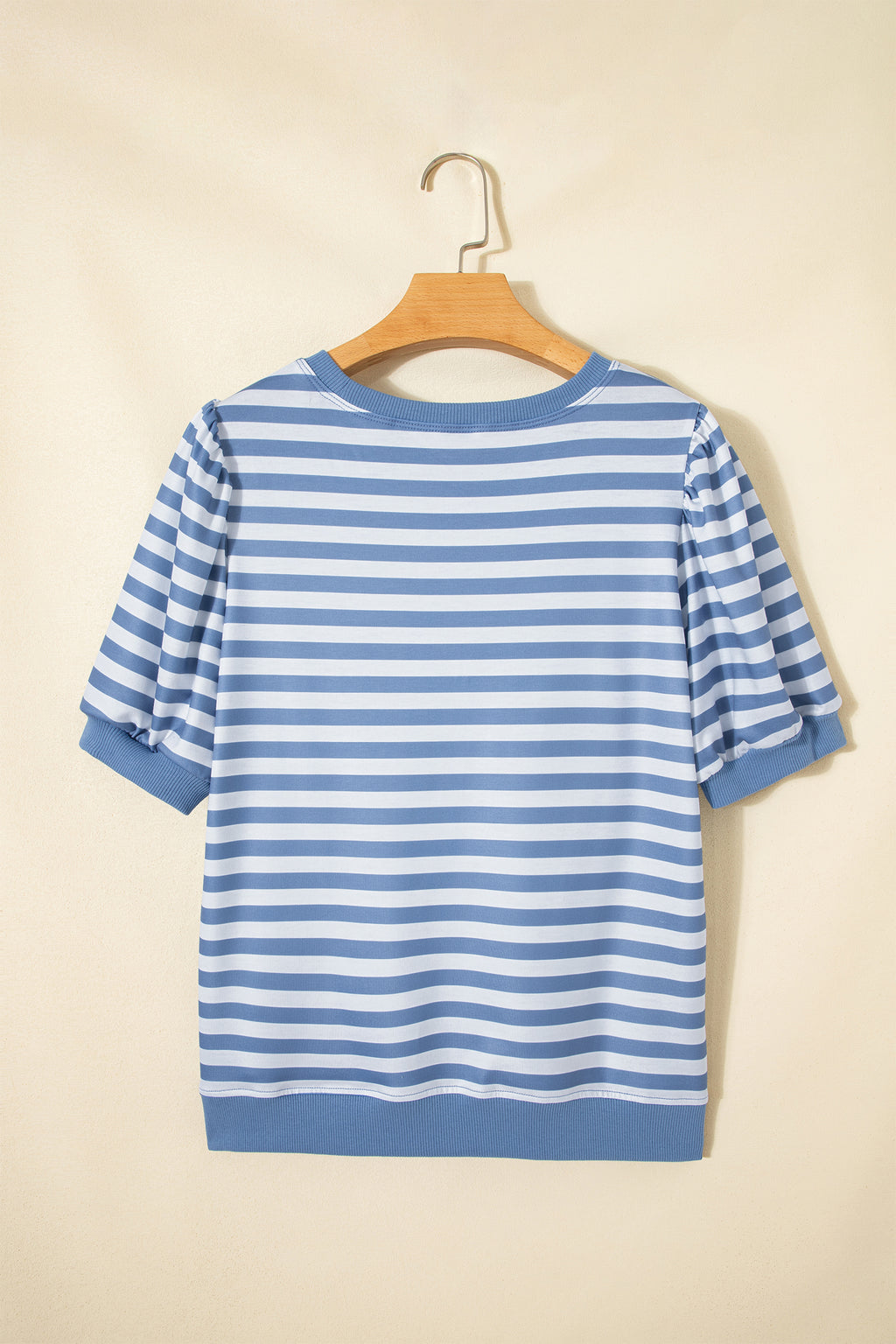 Orange Stripe Short Bubble Sleeve T Shirt
