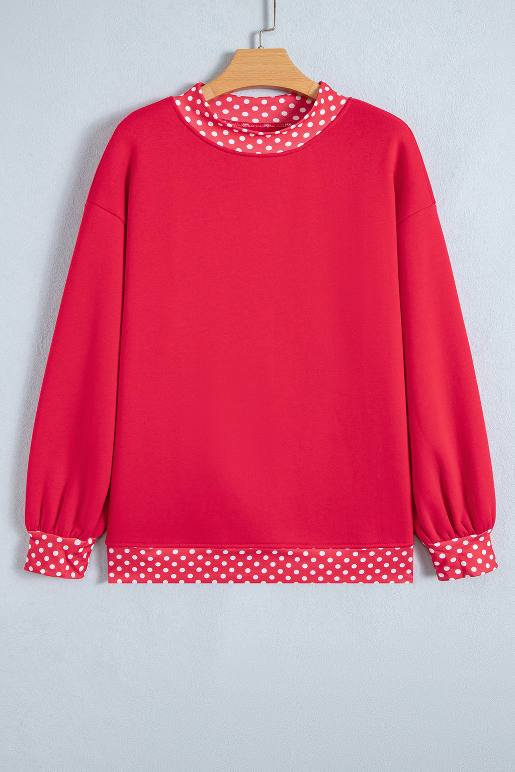 Dirty blue Colorblock Polka Dot Contrast Trim Oversized Sweatshirt