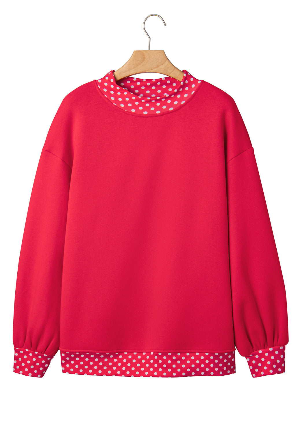 Dirty blue Colorblock Polka Dot Contrast Trim Oversized Sweatshirt