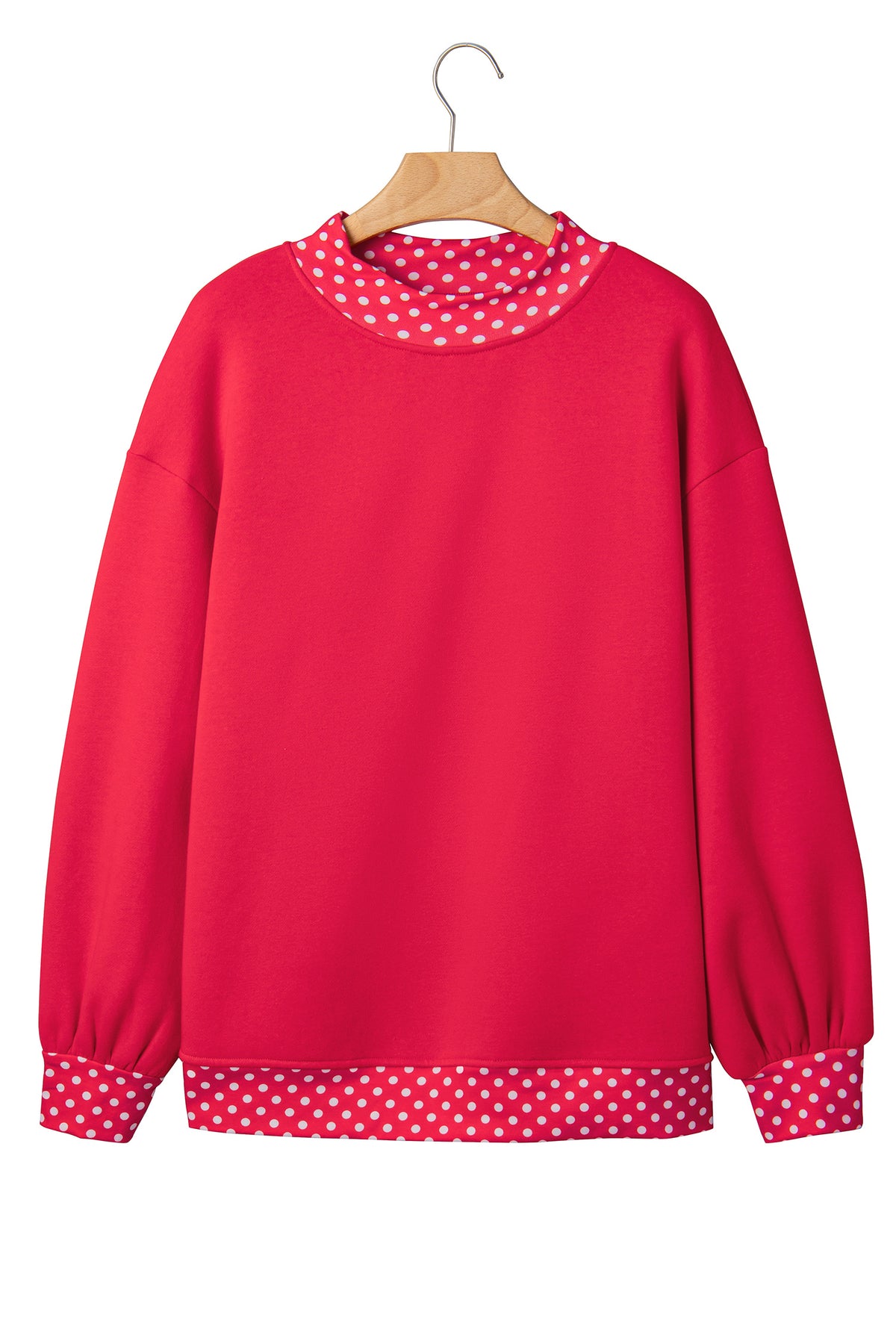 Dirty blue Colorblock Polka Dot Contrast Trim Oversized Sweatshirt