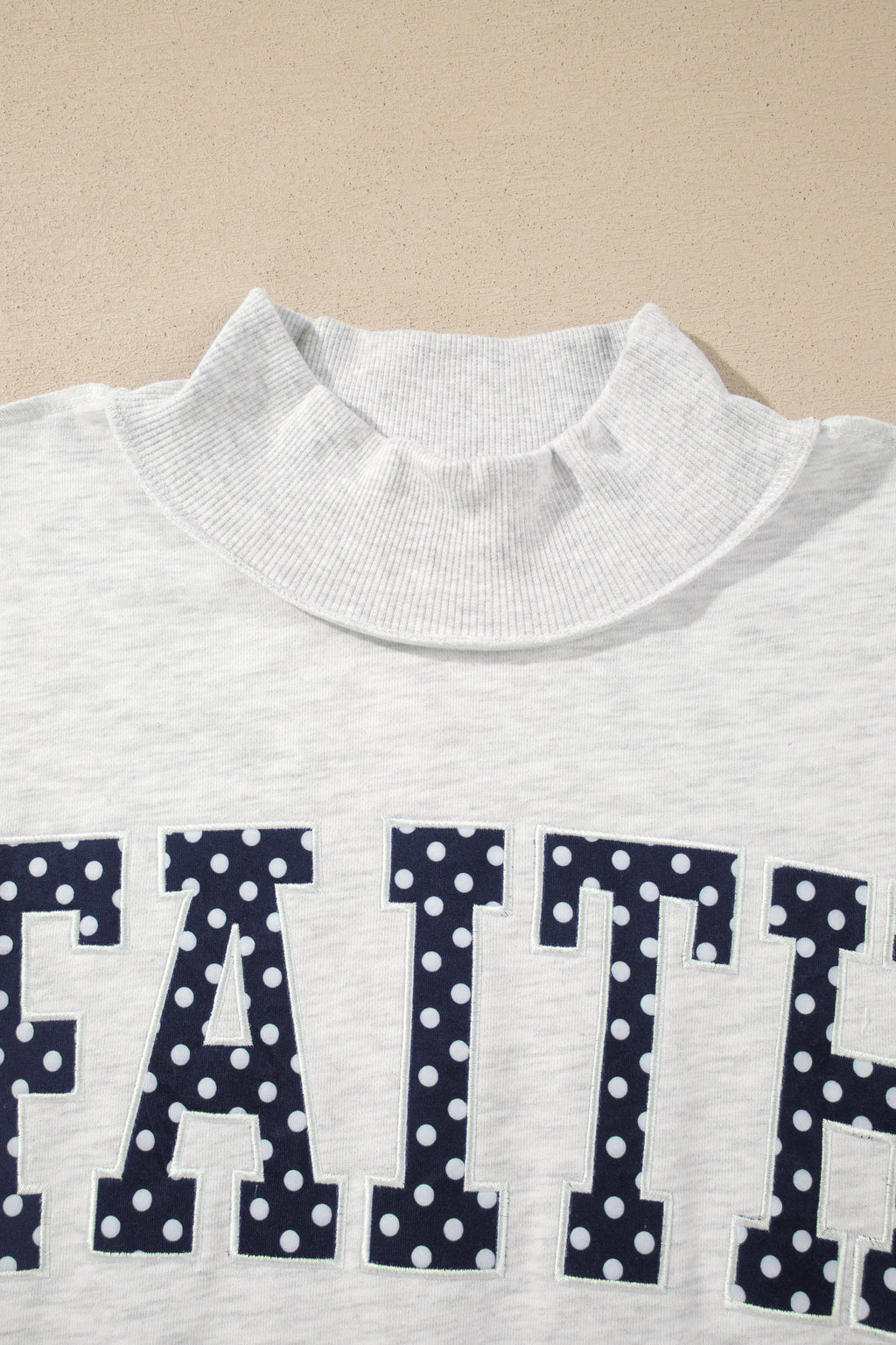 Light Grey High Neck Polka Dot Slogan Printed Baggy Sweatshirt