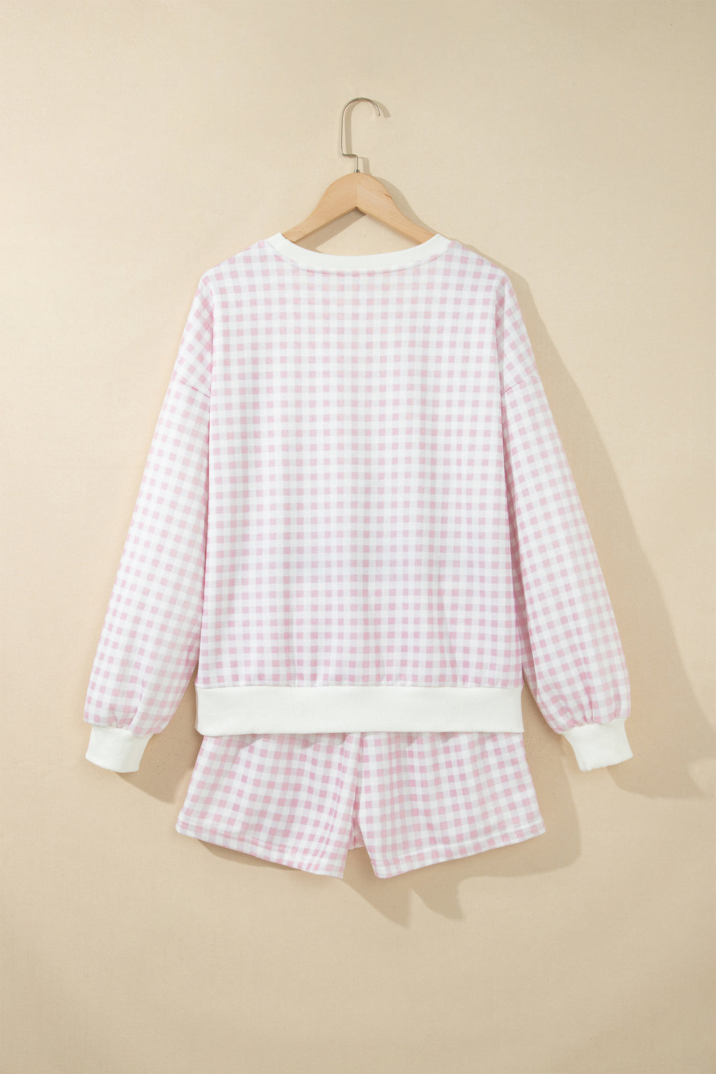 Yellow Plaid Baggy Pullover Drawstring Casual Shorts 2pcs Outfit