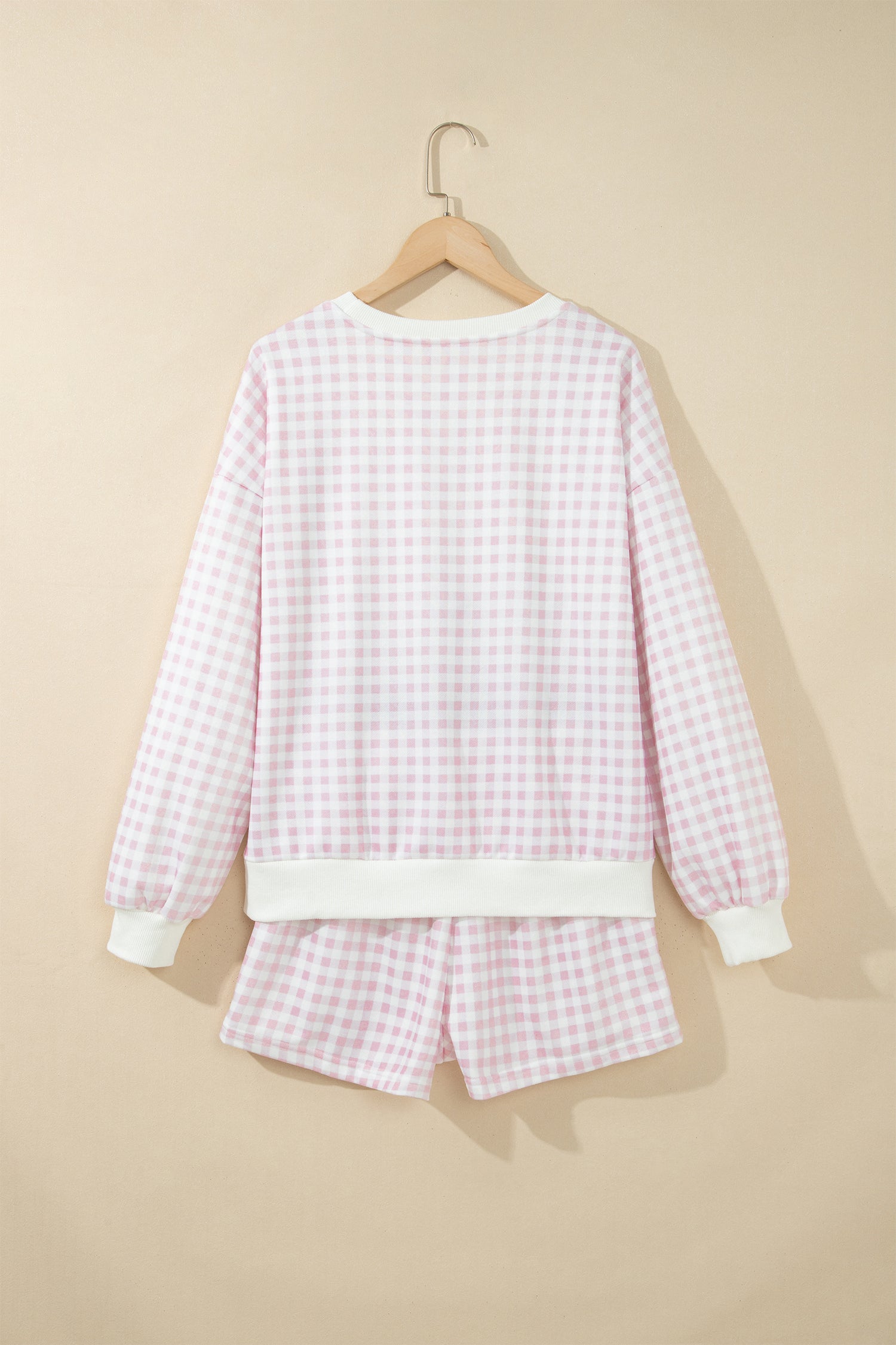 Yellow Plaid Baggy Pullover Drawstring Casual Shorts 2pcs Outfit