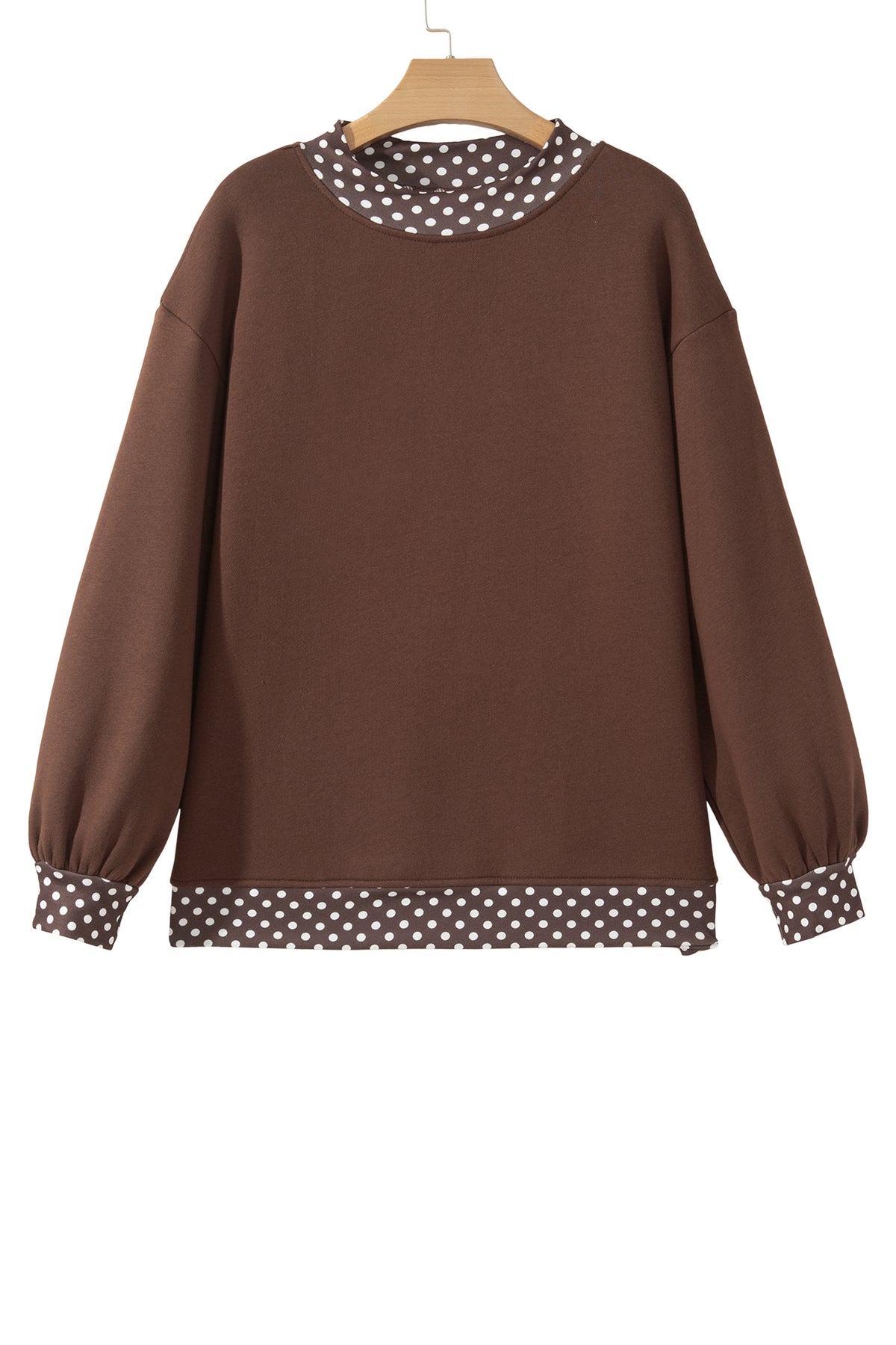 Dirty blue Colorblock Polka Dot Contrast Trim Oversized Sweatshirt