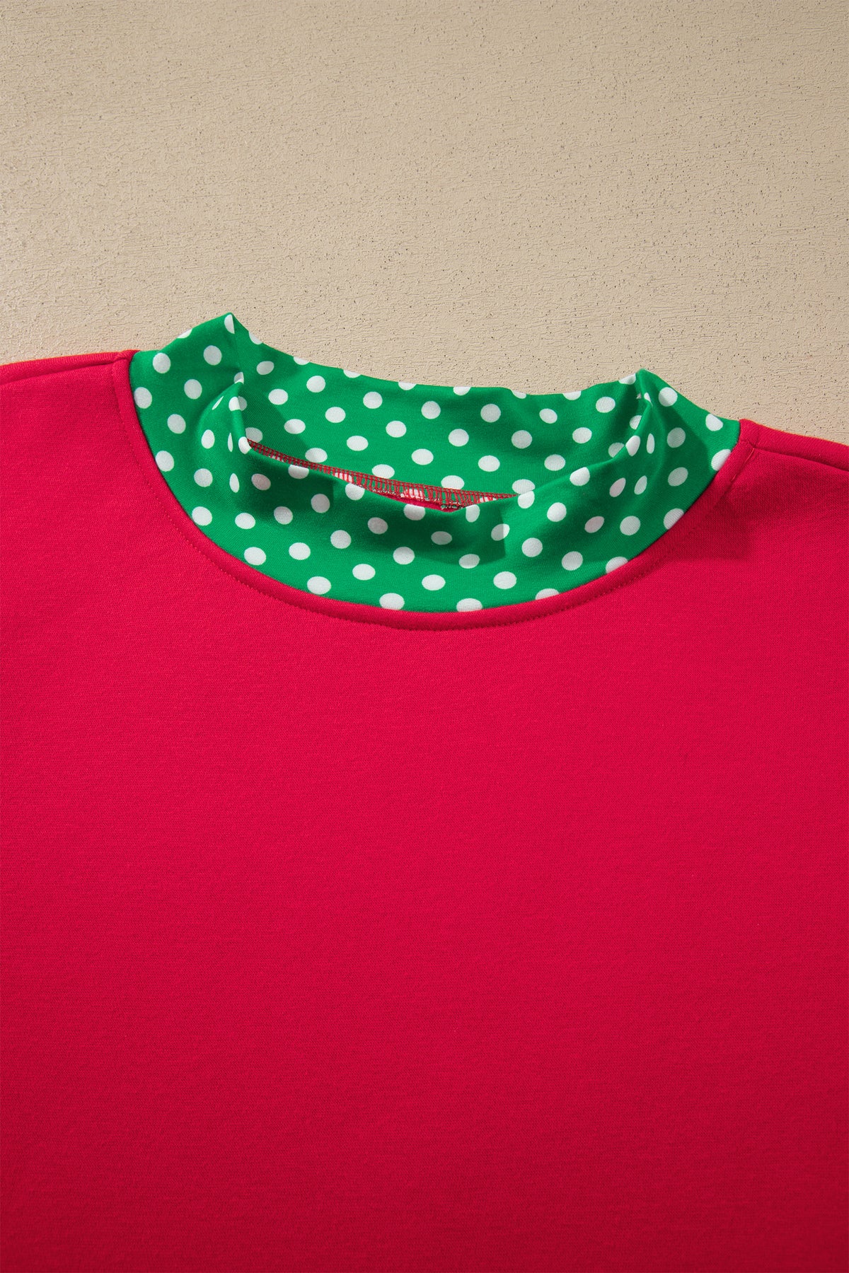 Dirty blue Colorblock Polka Dot Contrast Trim Oversized Sweatshirt