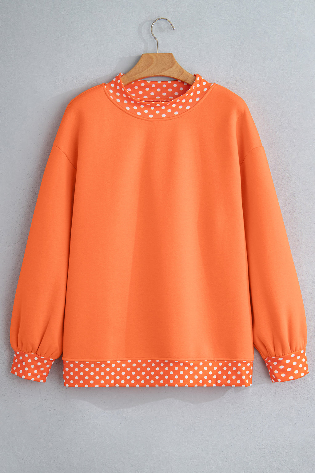 Dirty blue Colorblock Polka Dot Contrast Trim Oversized Sweatshirt